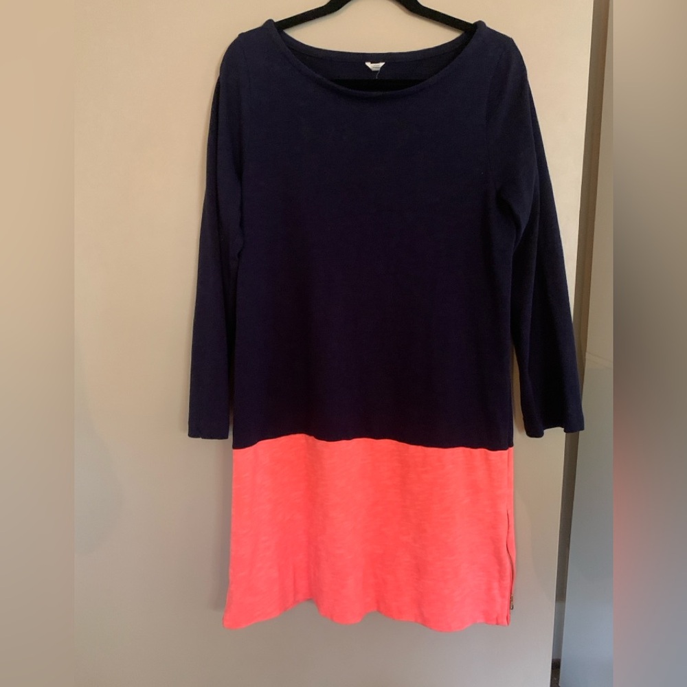 J. Crew Navy + Orange Colorblock dress
